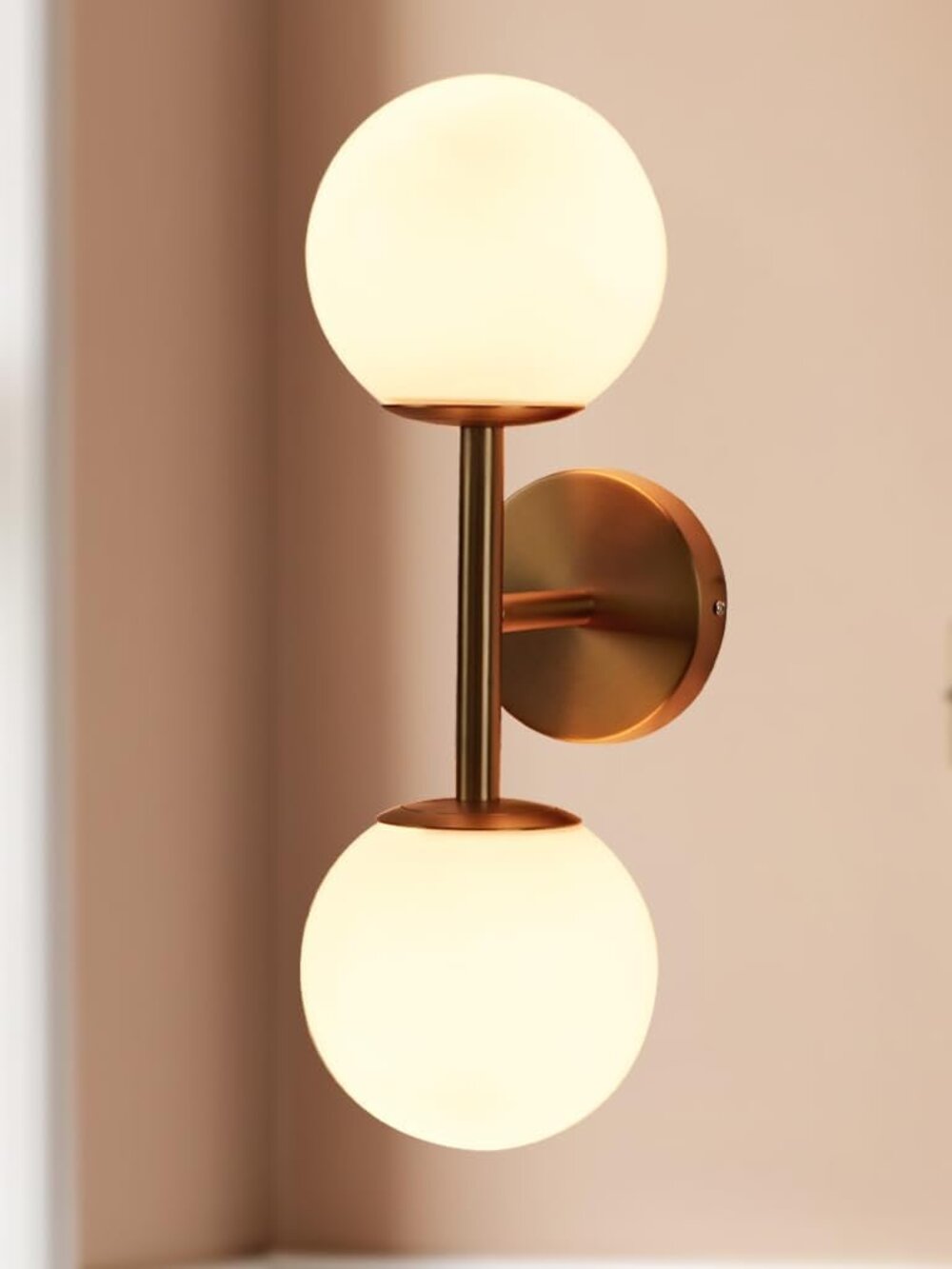 Light fixture glass globe wall sconce round brass vanity lighting